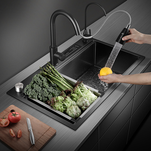 芬兹凌厨房洗菜盆 304不锈钢水槽纳米单槽洗菜池家用洗碗槽水槽