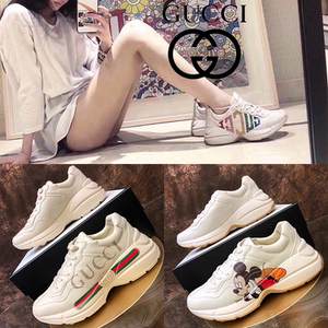 正品代购gucci/古驰女鞋老爹鞋 古奇经典款双g海浪米奇休闲板鞋男