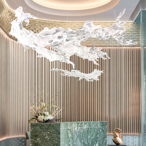 酒店大堂商场售楼部创意透明浪花吊饰装饰空中艺术摆件树脂雕塑挂