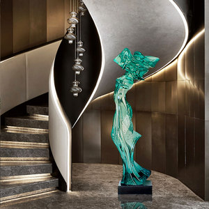 酒店大堂售楼处雕塑落地透明树脂摆件家居饰品高档客厅玄关艺术品