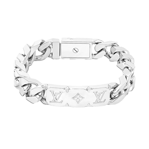 lv路易威登手镯正品花纹雕刻古巴链银色情侣同款官方旗舰