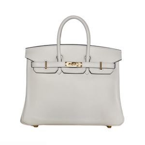 hermes/爱马仕包包女birkin25铂金手提包经典奶油白色官方旗舰