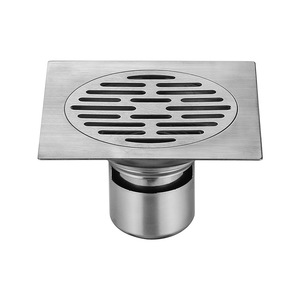 6寸方形加厚不锈钢地漏 dn110深水封防臭地漏 20cm大排量工程地漏