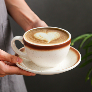 陶瓷咖啡杯碟套装拉花杯日式泽田专业压纹花式比赛大口美式拿铁杯