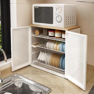 碗柜家用厨房收纳柜子放剩菜置物架台式桌面小型碗碟沥水透气双门