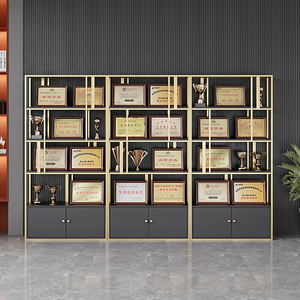 荣誉墙展示架办公室奖牌奖杯陈列柜多层货架书架落地化妆品展示柜