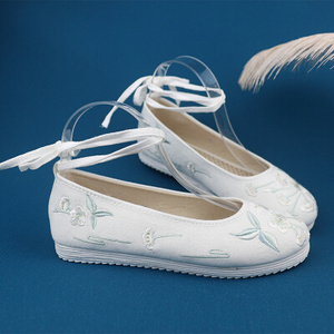 日本购古装绣花鞋甜美系平底鞋t汉服鞋刺绣花布鞋古风鞋子女配汉