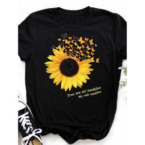 Sunflower Butterfly T-shirt向日葵蝴蝶百搭上衣大码宽松上衣女