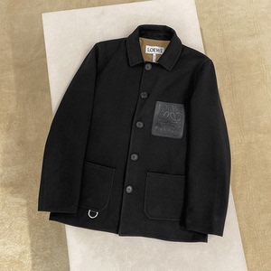 loewe/罗意威 20秋冬款男士贴花logo单排扣夹克羊绒大衣西装外套