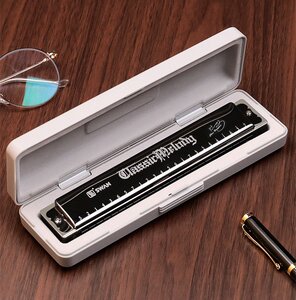 高档天鹅24孔复音a/b/c/d/e/f/g/#降/调口琴男女高级成人专业演奏