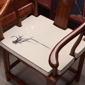 中式茶椅子垫子坐垫圈椅太师椅方凳棉麻高密度海绵椅垫防滑座垫套