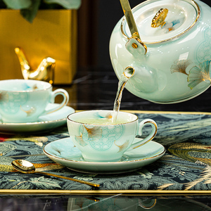 2024新款轻奢青瓷水具套装高端茶具下午茶高颜值水杯茶杯家用组合