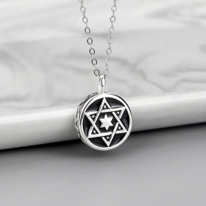 六芒星纯银项链男潮复古简约小众设计感送男友挂件轻奢款男士吊坠