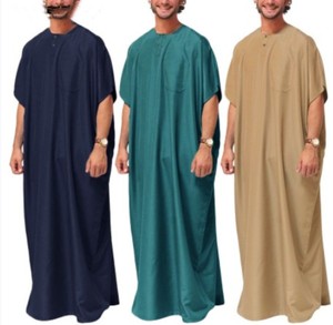2023新款穆斯林阿拉伯迪拜礼服马来西亚士衬衫穆斯林长袍中东男