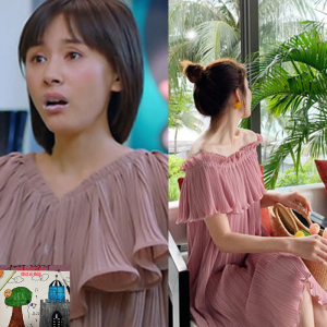 曲筱绡同款睡衣网红一字肩连衣裙夏露肩显瘦甜美百褶沙滩裙女海边