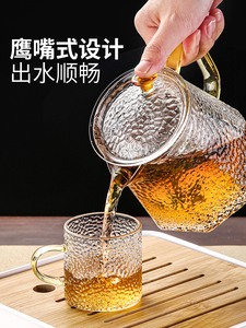 日本进口MUJIΕ玻璃茶壶过滤泡茶壶家用单壶耐高温锤纹花茶电陶炉