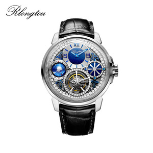 浪陀(rlongtou)宇宙系列 时尚商务镂空男士防水复古钻石地球腕