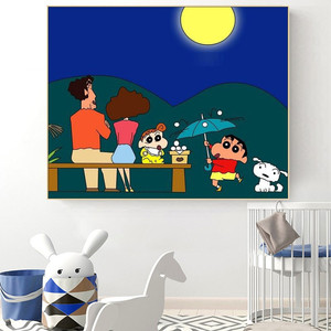 蜡笔小新全家福野原新之助动漫diy数字油画家居装饰墙壁挂画