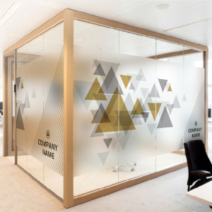 办公商务玻璃贴膜会议室静电磨砂贴纸uv彩白隔断层装饰贴可定制