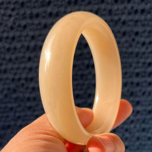 纯天然和田玉浓藕粉手镯正装粉白双色青海料老料正宗玉石证书59