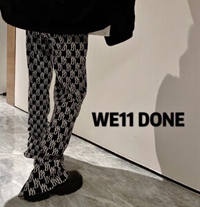 韩国代工厂we11done杨超越金晨同款字母logo满印针织高腰well长裤