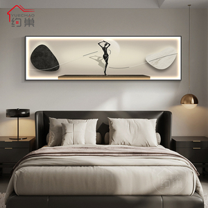 抽象人物卧室床头装饰画高级感现代简约主卧房间酒店挂画横版轻奢