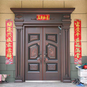 甲级别墅大门双开门农村自建房对开入户铜门乡村锌合金防盗门家用