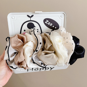 猪大肠发圈肥肠发绳女夏季森系超仙缎面头花头饰发饰头绳皮筋发饰