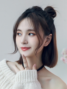 八字刘海假发片真发全真发人高颅顶龙须发片网红中分女自然假刘海