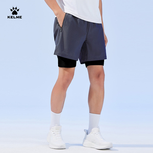 KELME卡尔美运动短裤男跑步专用夏季防走光假两件体育生训练裤子