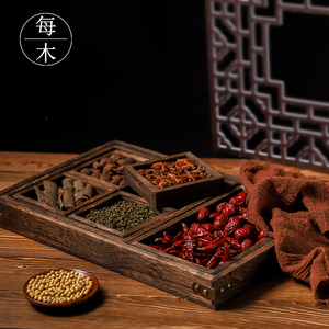 复古中药材茶人参香料摄影干货美食拍照拍摄道具做旧托盘摆件饰品