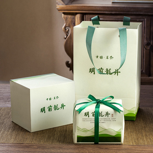 明前龙井茶叶方包袋包装盒空礼盒200g250g包装袋高档春茶绿茶密封