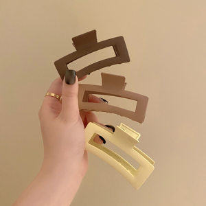 韩国高级感简约金属磨砂方形抓夹夏款鲨鱼夹后脑勺夹子头饰发夹