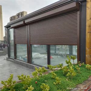 室外遮阳电动卷帘门窗墙外铝合金防盗升降百叶阳台隔热挡风雨卷帘