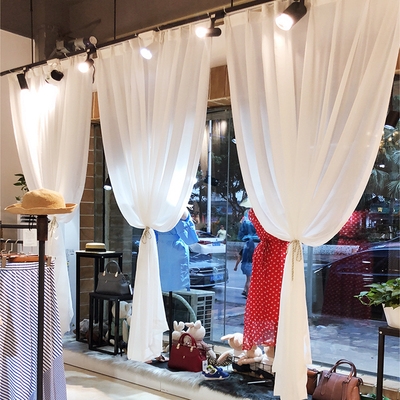 女装店铺服装店橱窗帘装饰玻璃遮挡背景帘子网红ins白纱帘简约00