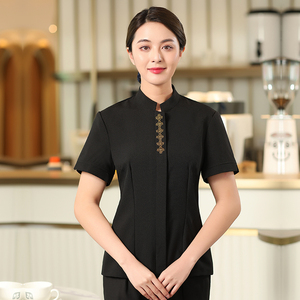 服务员工作服短袖女中式餐厅酒店餐饮火锅店饭店酒楼员工服装夏季
