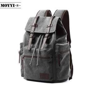 墨一 新款双肩包男士休闲帆布大容量背包韩版潮流书包男女初高中