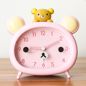 儿童卡通小熊闹钟摆件女孩学生用床头闹铃静音可爱卧室光床头钟表