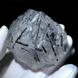 天然水晶黑发晶原石黑碧玺电气石毛料裸石彩虹原矿标本造景石摆件