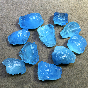 天然冰种海蓝宝原石毛料裸石蓝色石头冰透冰糖体情侣款吊坠毛衣链