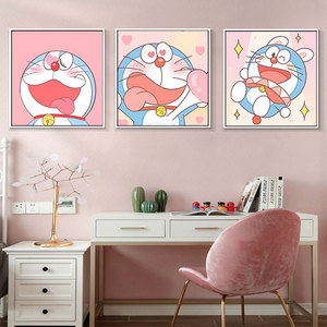 哆啦a梦装饰画可爱卡通卧室挂画叮当猫儿童房餐厅客厅背景墙壁画