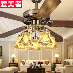 风扇灯直叶吊扇灯欧式美式电扇吊灯传统家用餐厅客厅大风力一体