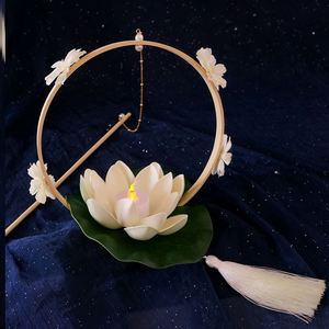 国庆中秋莲花灯手提古汉服放灯行荷花灯古风道具河灯