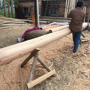 原木圆木柱古建筑木材祠堂v木料修建寺庙木屋横梁栋梁房梁木材