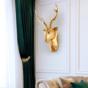 高端北欧风格鹿头壁挂现代简约客厅电视沙发背景墙壁装饰挂件轻奢