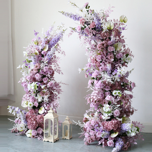 紫色牛角花艺拱门花架花门结婚拍照迎宾直播背景花艺仿真花艺插花