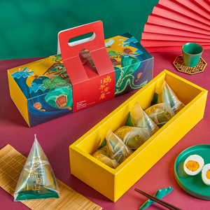 端午节粽子礼品包装礼盒原创端午安康手提国风龙水晶粽烘焙空礼盒
