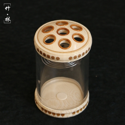 精工海派镶嵌仿牙有机玻璃蝈蝈罐橄榄玉竹牛角透明蝈蝈叫罐60虫具