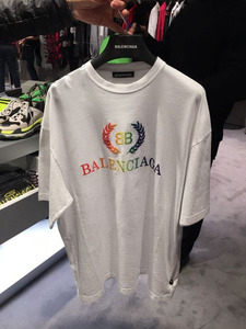 balenciaga/巴黎世家 21款彩虹麦穗bb刺绣双b字母logo短袖男女t恤