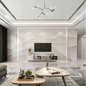 大理石几何艺术电视背景墙瓷砖微晶石客厅轻奢影视墙新中式uv大板